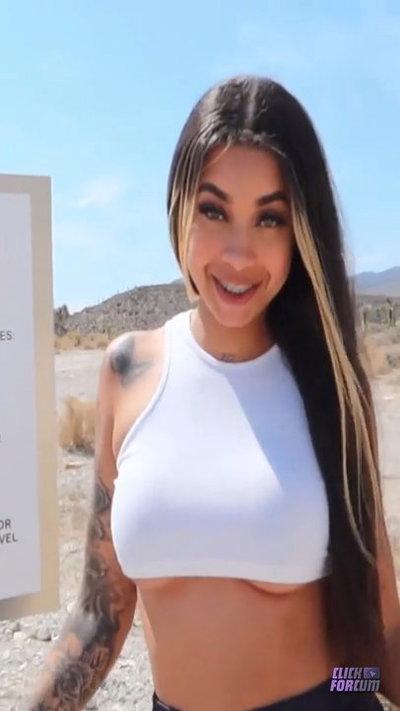 Hannah Marie Flashes Her Tits Outside
