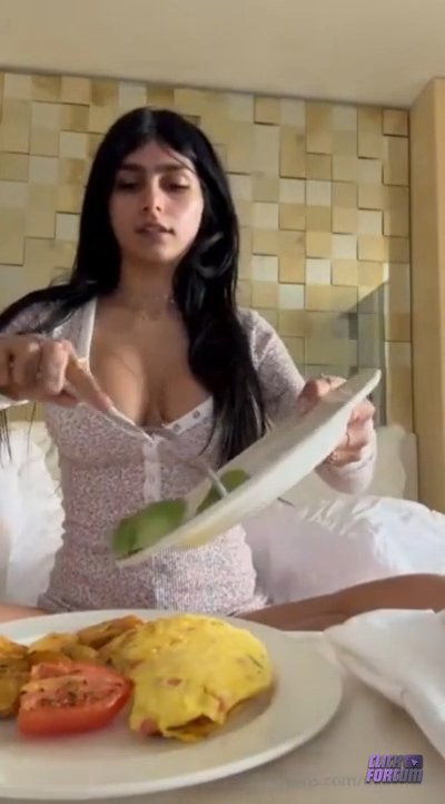 Mia Khalifa Eats Breakfast With Her Tits Out